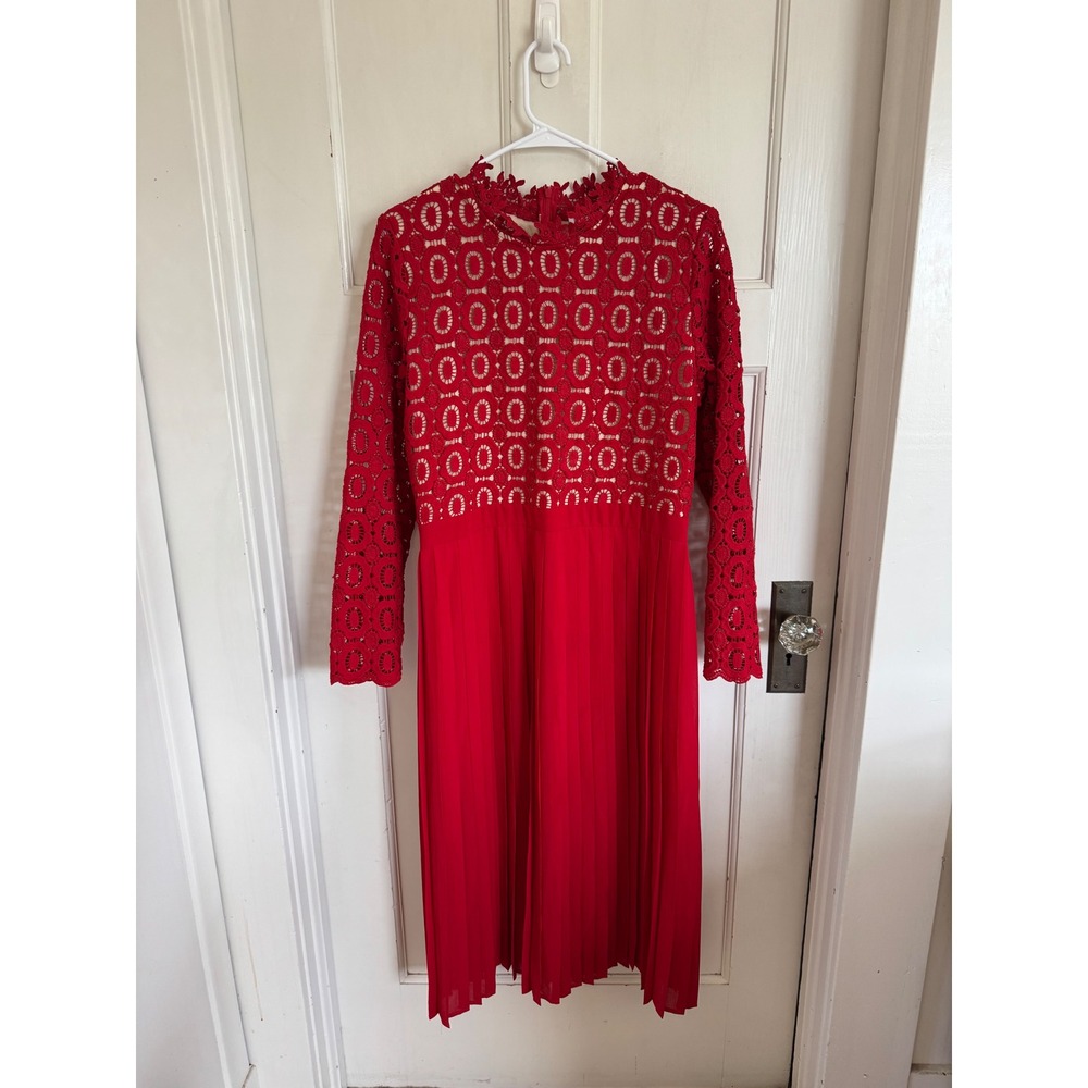 Ivy City Co Arabella red lace pleated dress size xl